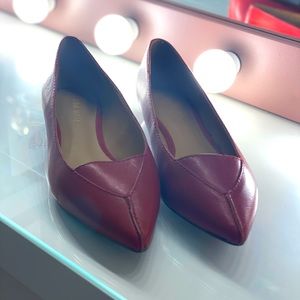 EUC, Matte Brick Red Leather Pointed Ballet Flats
